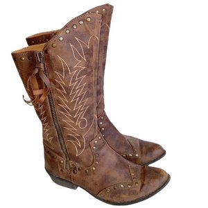 Coconuts by Matisse Brown Faux Leather Western Cowboy Boots Size 7 Womens